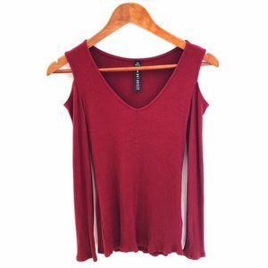 Lord & Taylor Design Lab Cold Shoulder Top Red Med